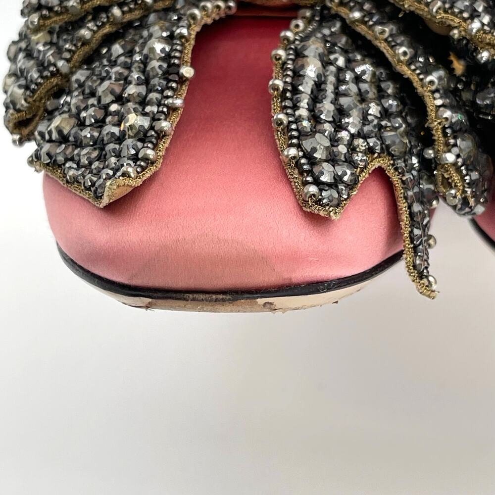 Gucci Candy Pink Silk Removable Crystal Embellished Bow Block Heel Mules EU 37 - Picture 8 of 16